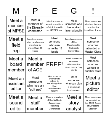 MPEG Mixer Bingo Card