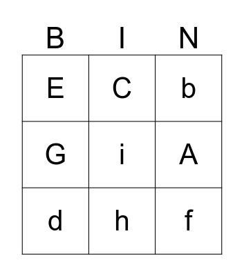 A-I Alphabet Bingo Card