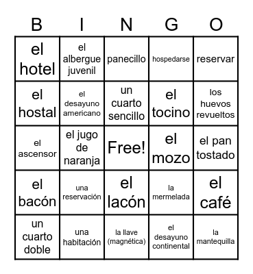 En el hotel (parte 1 y 2) Bingo Card