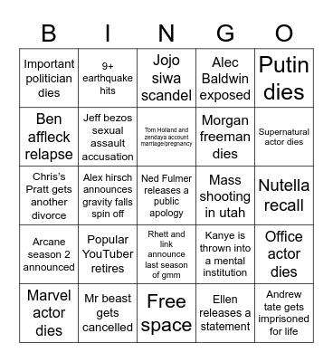 2023 Bingo Card