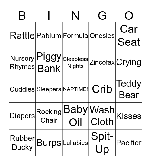 Baby Bingo Card