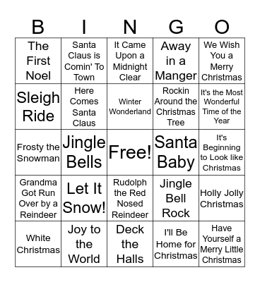 Holidays Bingo Card Bingo Card