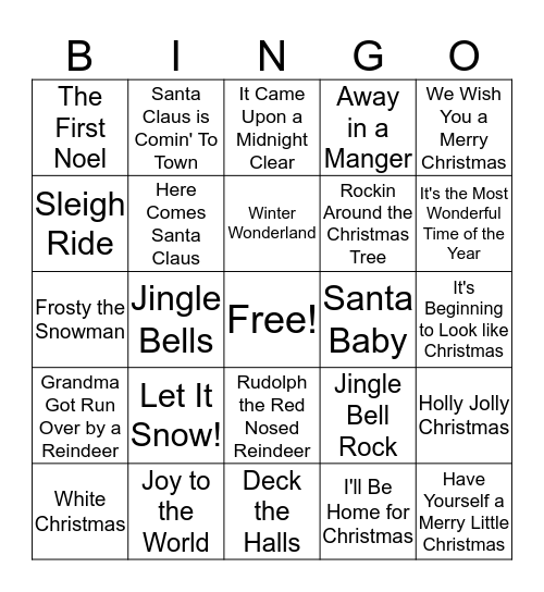 Holidays Bingo Card Bingo Card