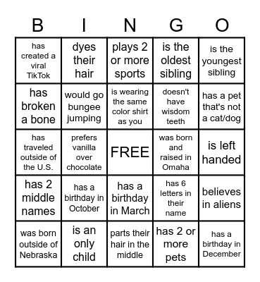 Find someone who... Bingo Card