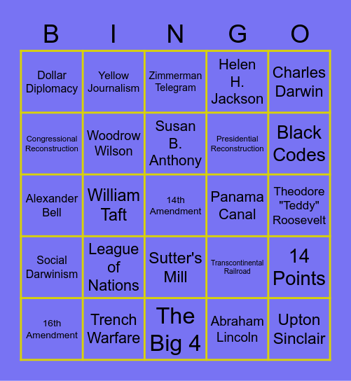 Semester 1 Bingo Review Bingo Card