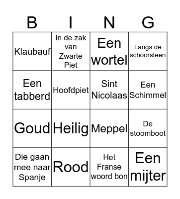 SINTERKLAAS Bingo Card