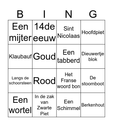 SINTERKLAAS Bingo Card