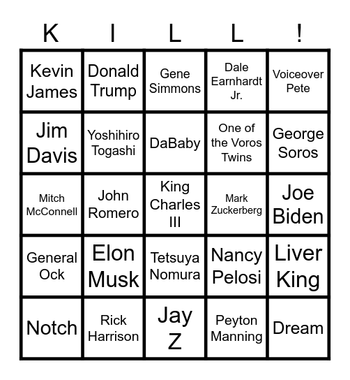 Deadpoolers 2023 Bingo Card