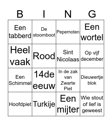 SINTERKLAAS Bingo Card