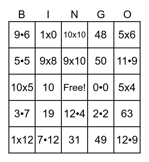 Number Bingo 1-75 Bingo Card