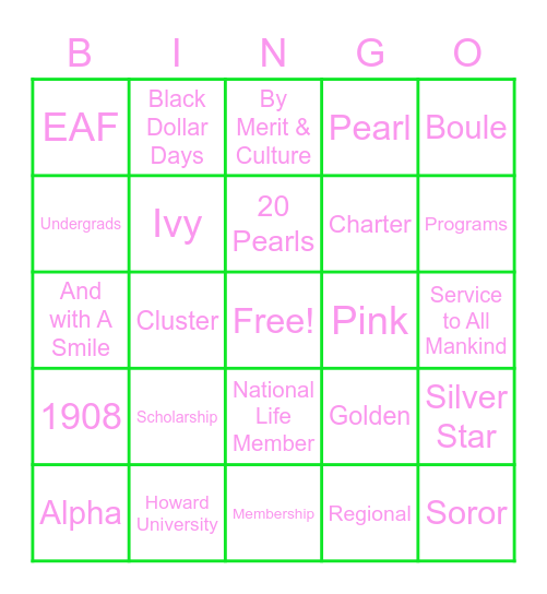 Soror Squad Bingo Card