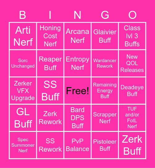Ael's Bingo Card