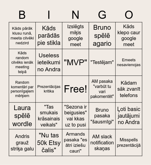Yearly apskata bingo! Bingo Card