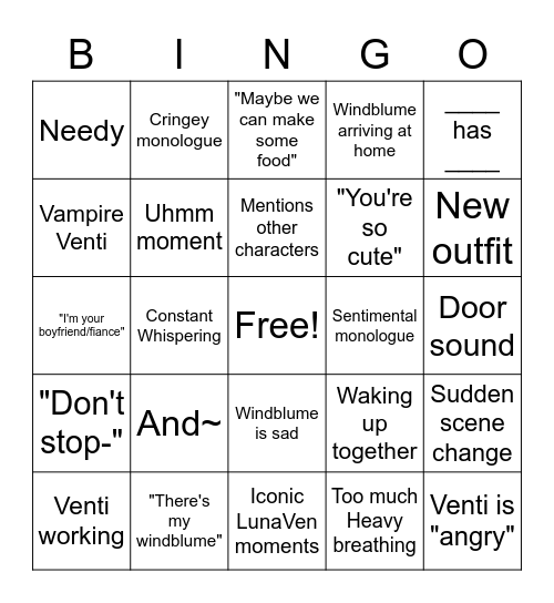 LunASMR Bingo V2 Bingo Card