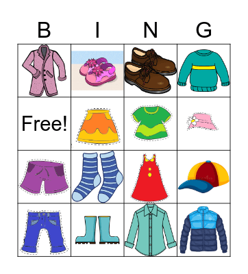 CLOTHES Bingo Card