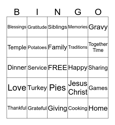 Thanksgiving Bingo Card