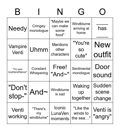 LunASMR Bingo v3 Bingo Card