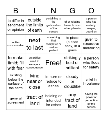 Stage 12 Derivatives Bingo Card