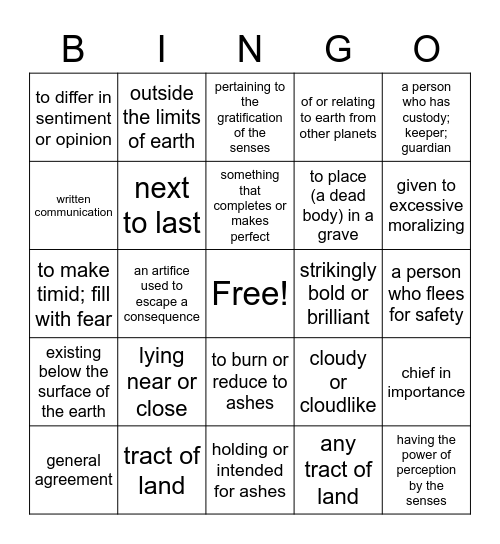 Stage 12 Derivatives Bingo Card