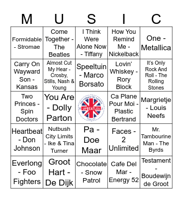 Kaart 9 Bingo Card