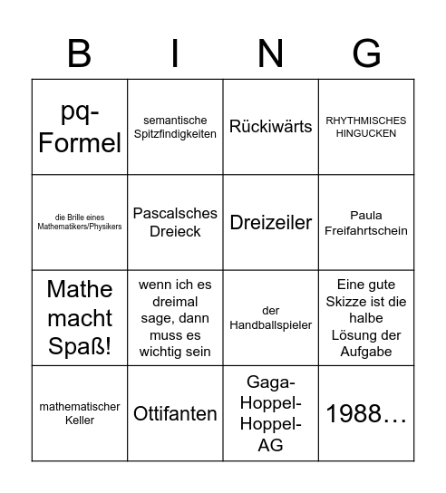Bingo Formel Bingo Card