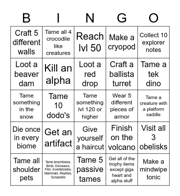 Ark Bingo Card