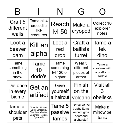 Ark Bingo Card