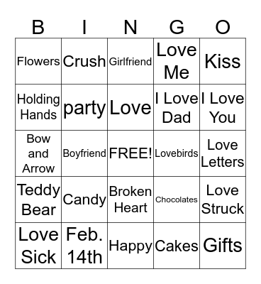 Valentine's Day Bingo Card