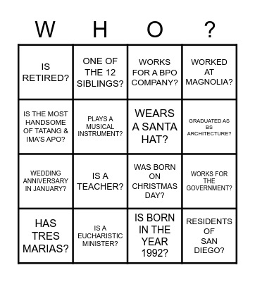 GOZO-SALAZAR REUNION Bingo Card