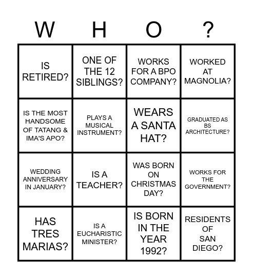 GOZO-SALAZAR REUNION Bingo Card