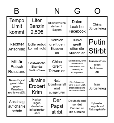 Deutschland Chaos Bingo 2023 Bingo Card