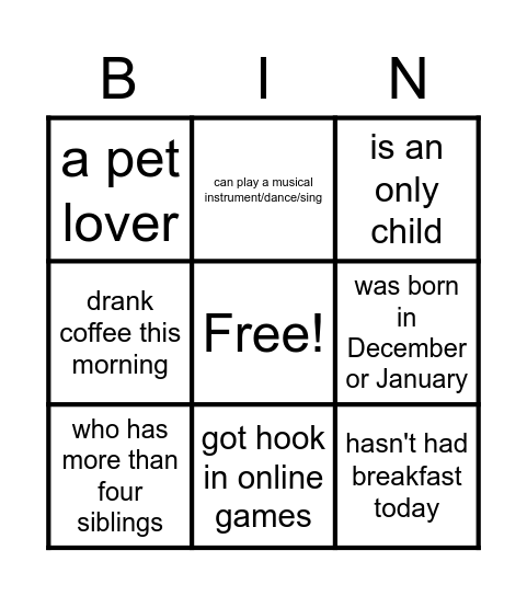 FIND SOMEONE Bingo Card