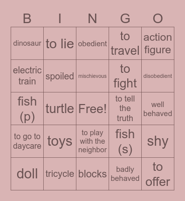 Spanish Bingo Card