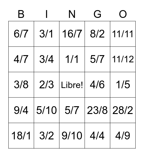 French Dates Bingo Card