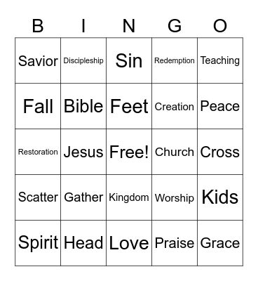 Redeemer Shoals Sermon Bingo Card
