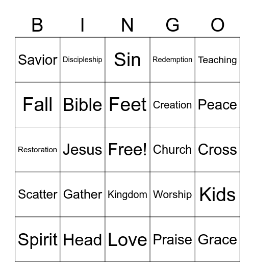 Redeemer Shoals Sermon Bingo Card