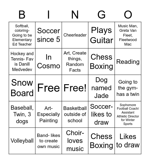 Wendlick's Awesome Gov Class Bingo Card