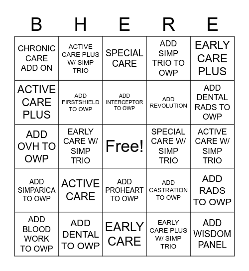 OWP BINGO Card