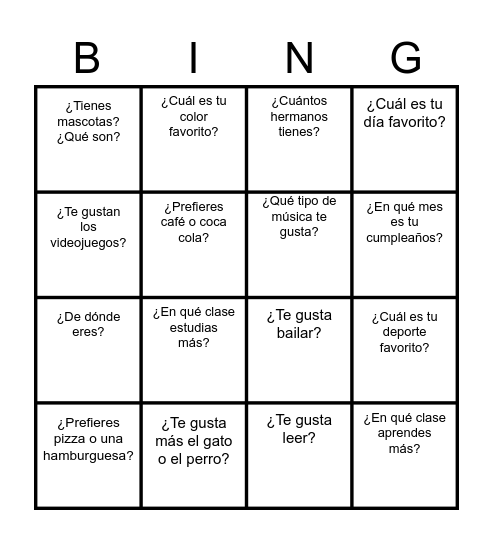 Repaso Preguntas 6 de enero Bingo Card
