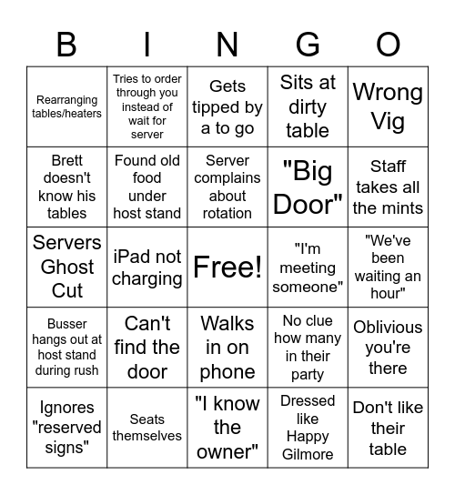 Vig McCormick Ranch Circus Bingo Card