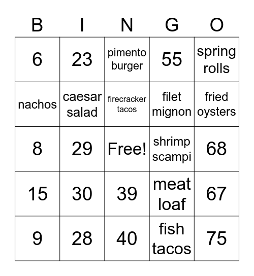 Number Bingo 1-75 Bingo Card