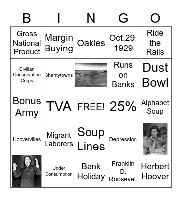 Great Depression Bingo Card