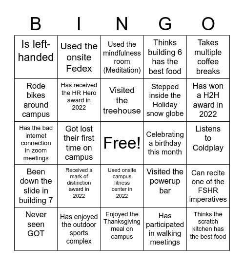 FSHR 2023 KICKOFF Bingo Card