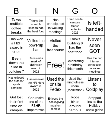 FSHR 2023 KICKOFF Bingo Card