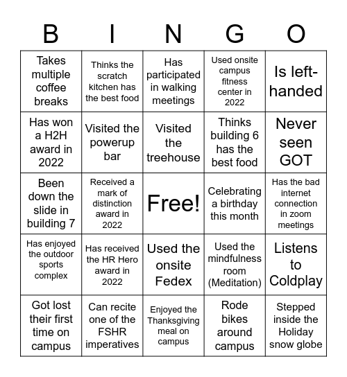 FSHR 2023 KICKOFF Bingo Card