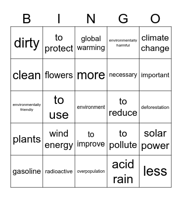 Umwelt Bingo Card