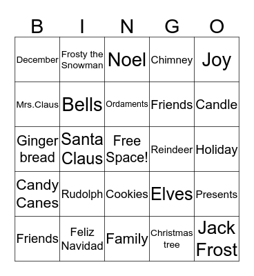 Christmas Bingo Card