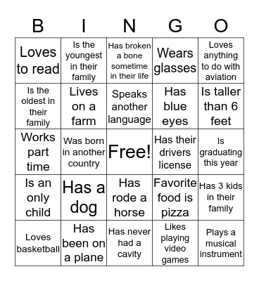 Get To Know You Bingo Card