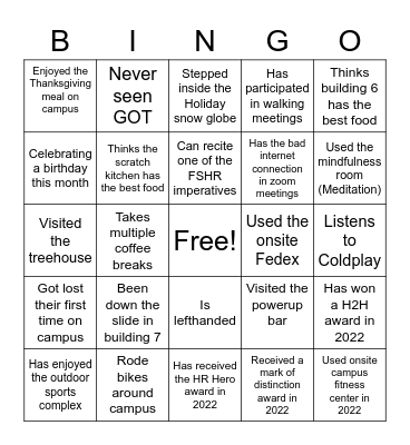 FSHR 2023 KICKOFF Bingo Card