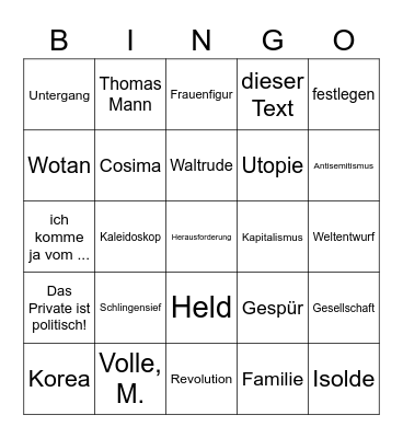 Götterdämmerung Bingo Card